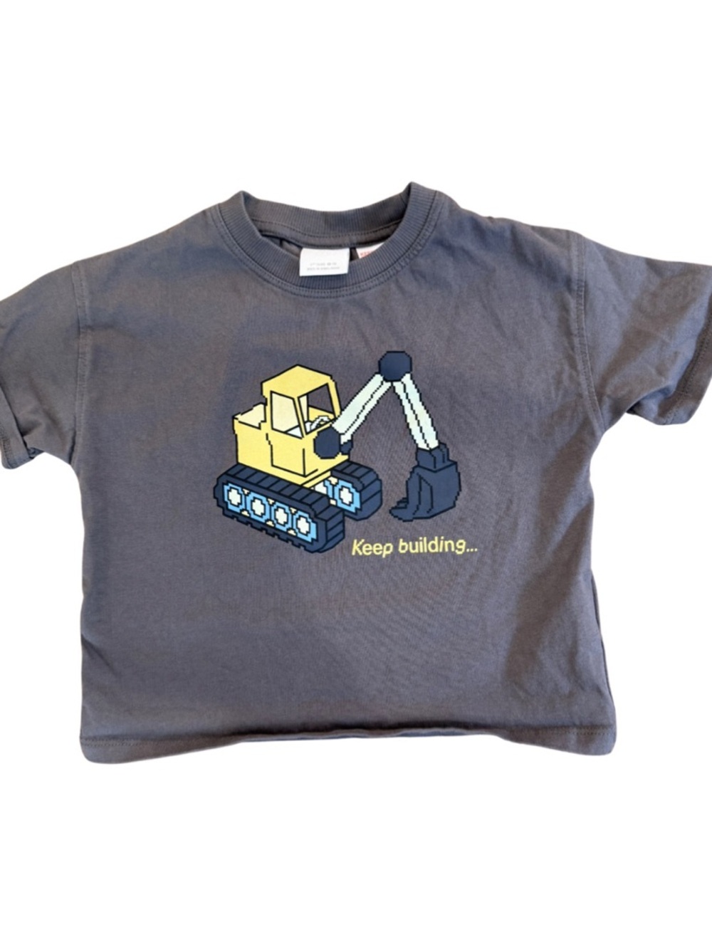 Zara Gray Tee with Yellow Excavator Graphic